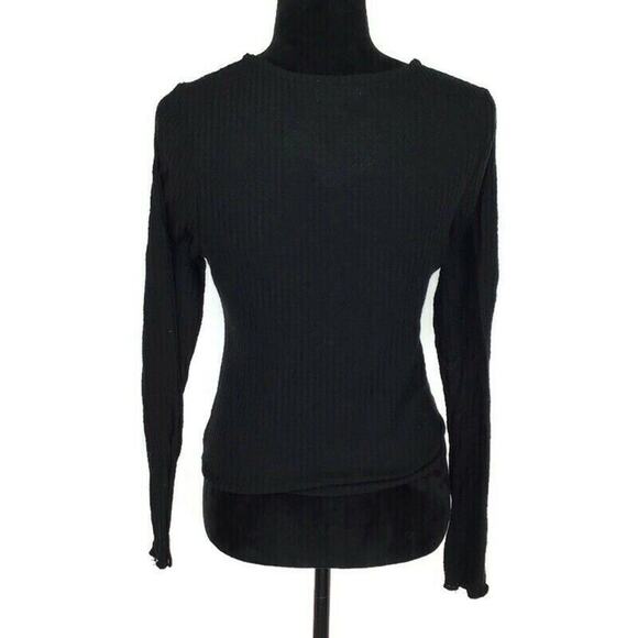 Socialite Skivvy Ribbed Cardigan Juniors Black Long Sleeve Button Front Knit NEW - Picture 4 of 5